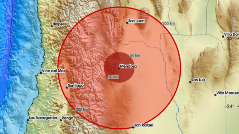 Intenso temblor sacudió el suelo mendocino en la madrugada de este viernes